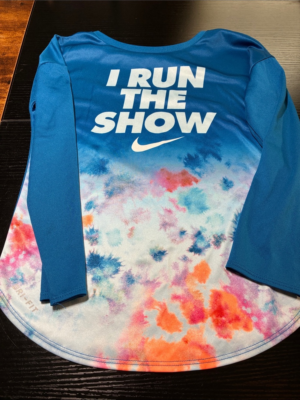 Nike Blue Tie-Dye 'I Run The Show' Long Sleeve Top
